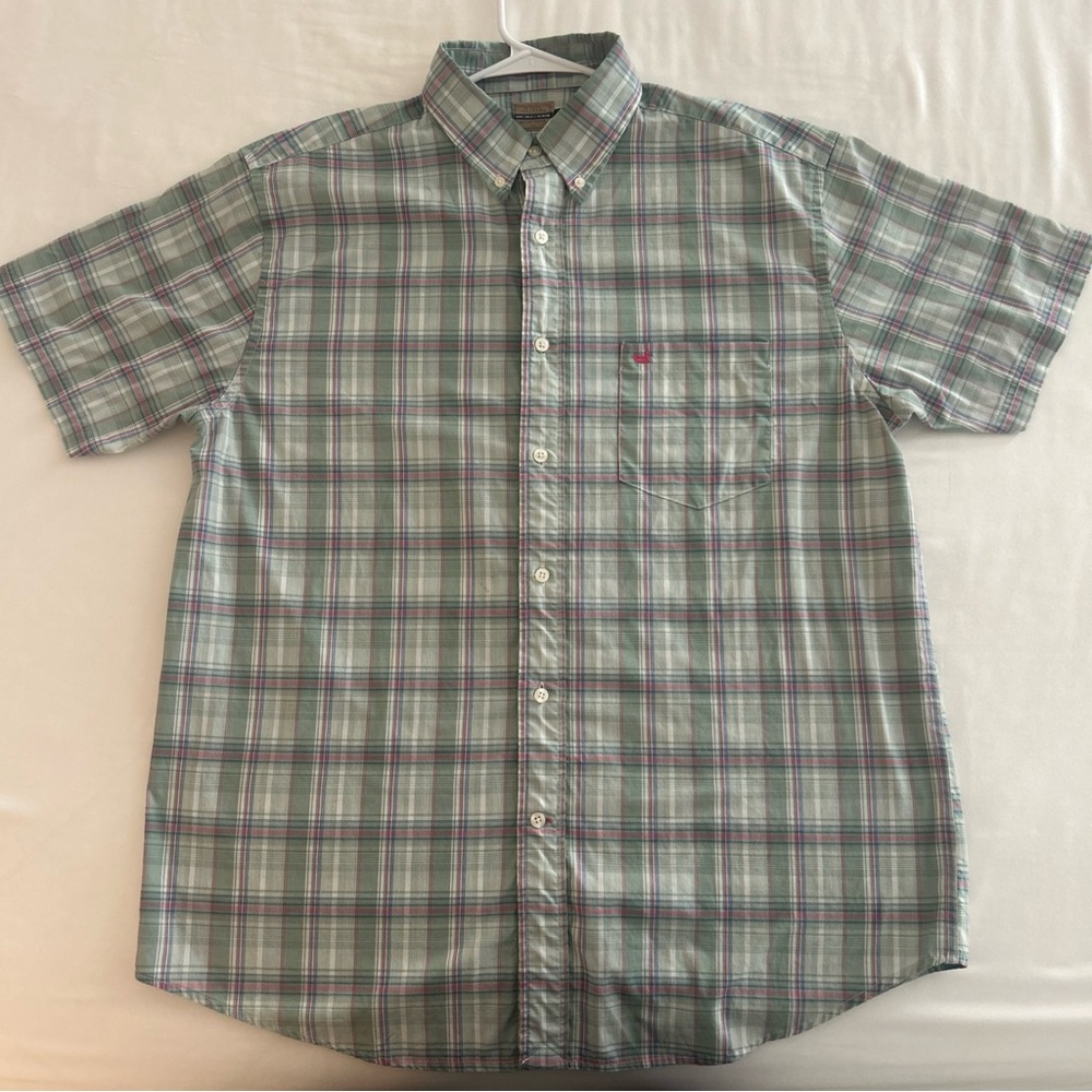 Southern Marsh Green and Gray Casual Button Down Shirt